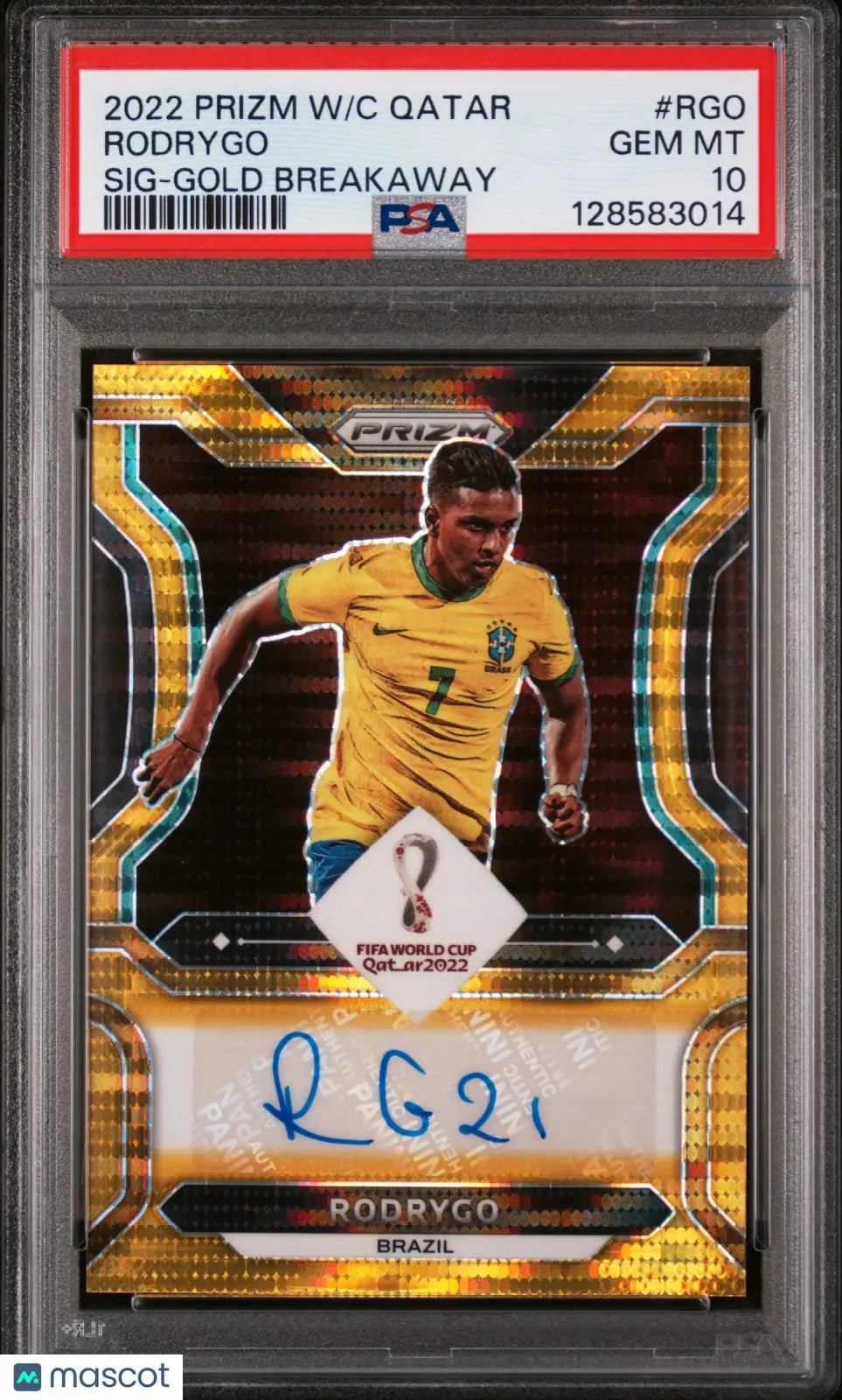 Rodrygo PSA 10 /10 GOLD Breakaway 2022 Prizm World Cup Auto Autograph Brazil 