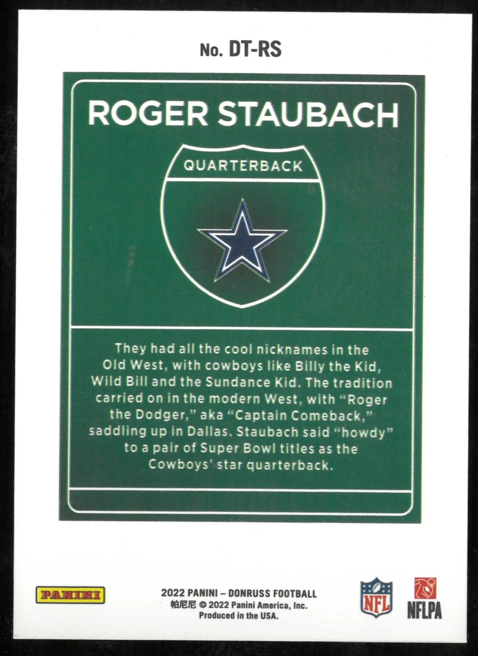 Roger Staubach Downtown SSP 2022 Panini Donruss HOF 