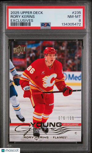 Rory Kerins Young Guns RC Rookie Exclusives /100 PSA 8 2025-26 Upper Deck 