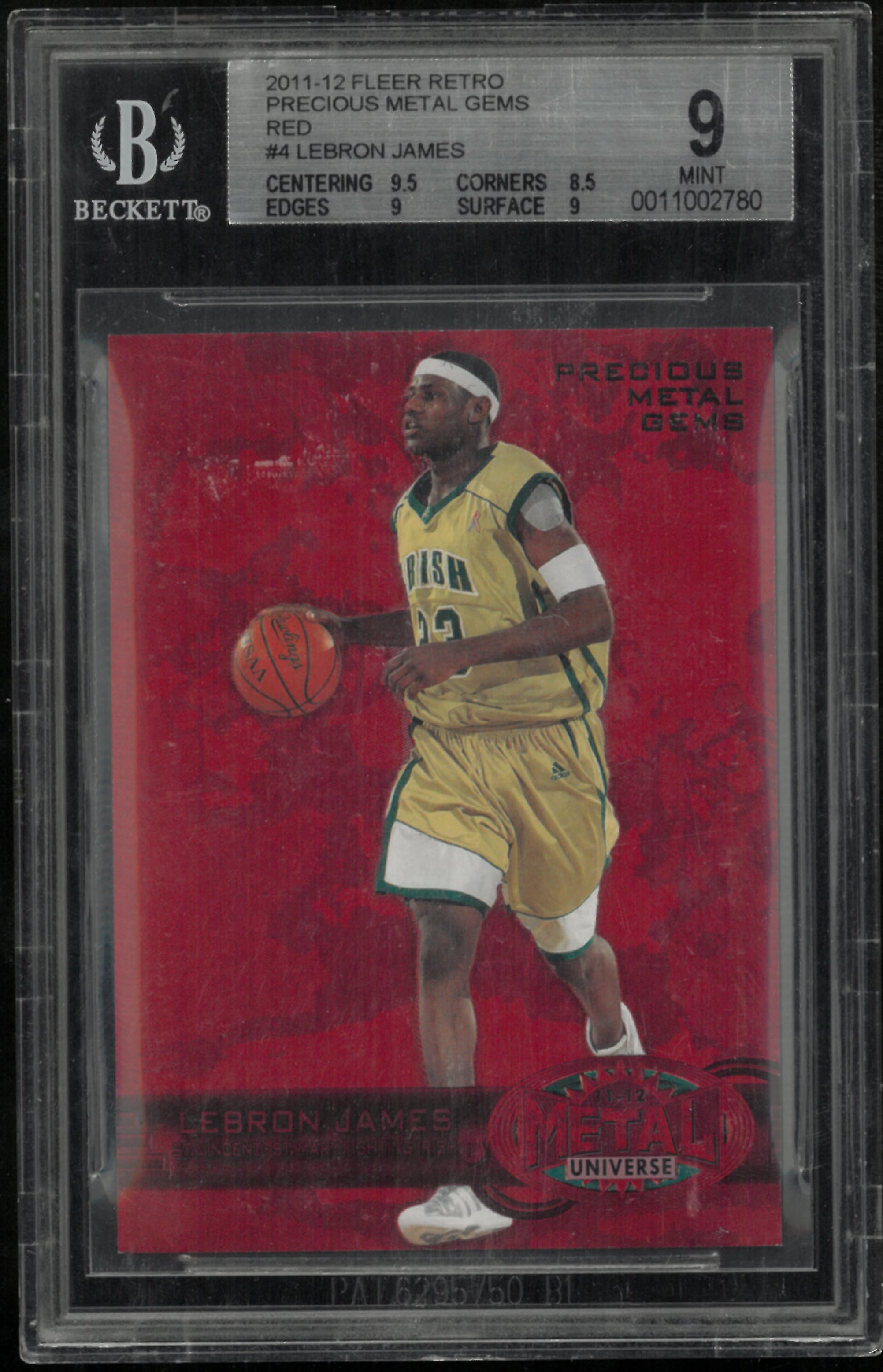 2011 Fleer Retro Precious Metal Gems Red LeBron James #4 BGS 9 /150