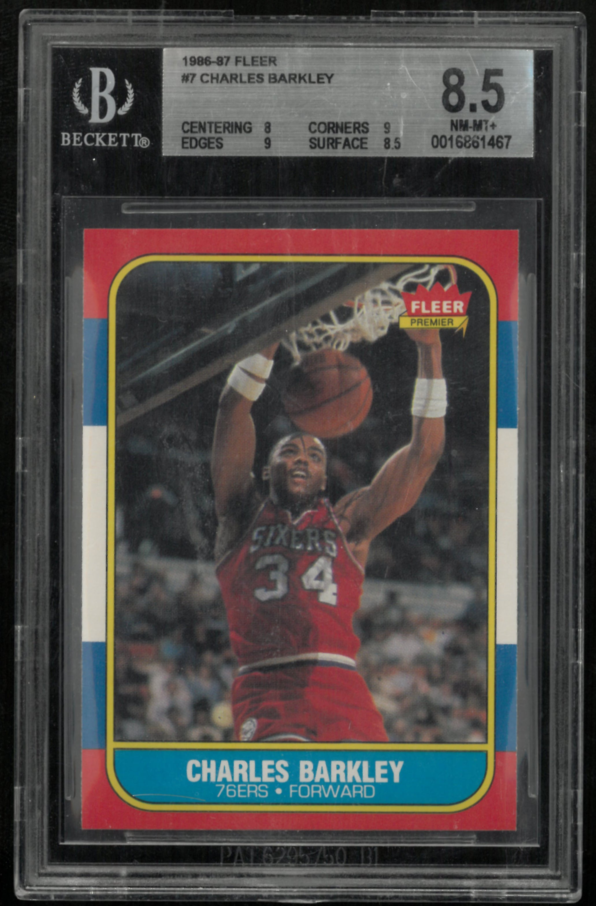 1986 Fleer Basketball Charles Barkley RC Rookie BGS 8.5 #7