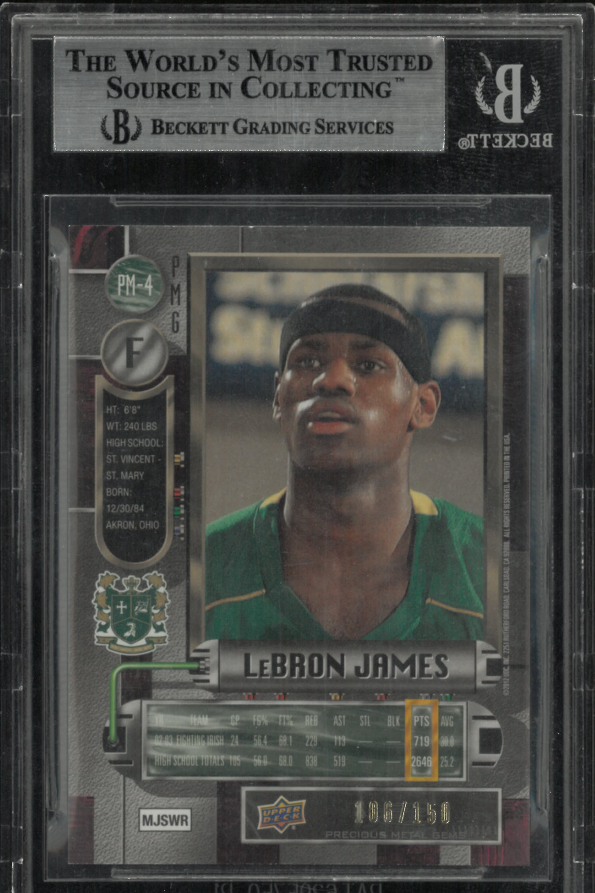 2011 Fleer Retro Precious Metal Gems Red LeBron James #4 BGS 9 /150