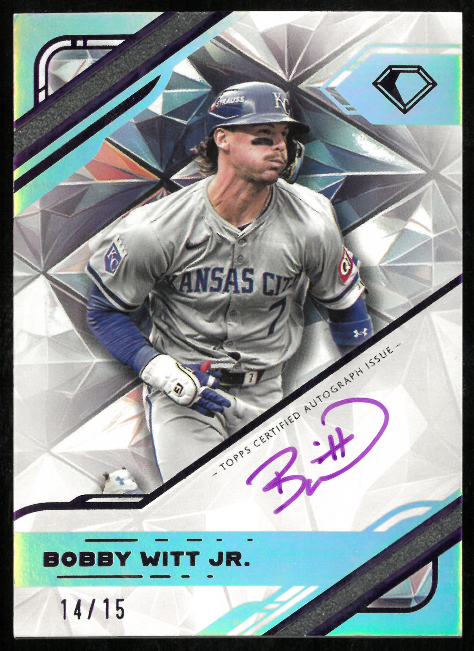 2025 Topps Diamond Icons White Polychromatink Purple Ink Auto Bobby Witt JR /15