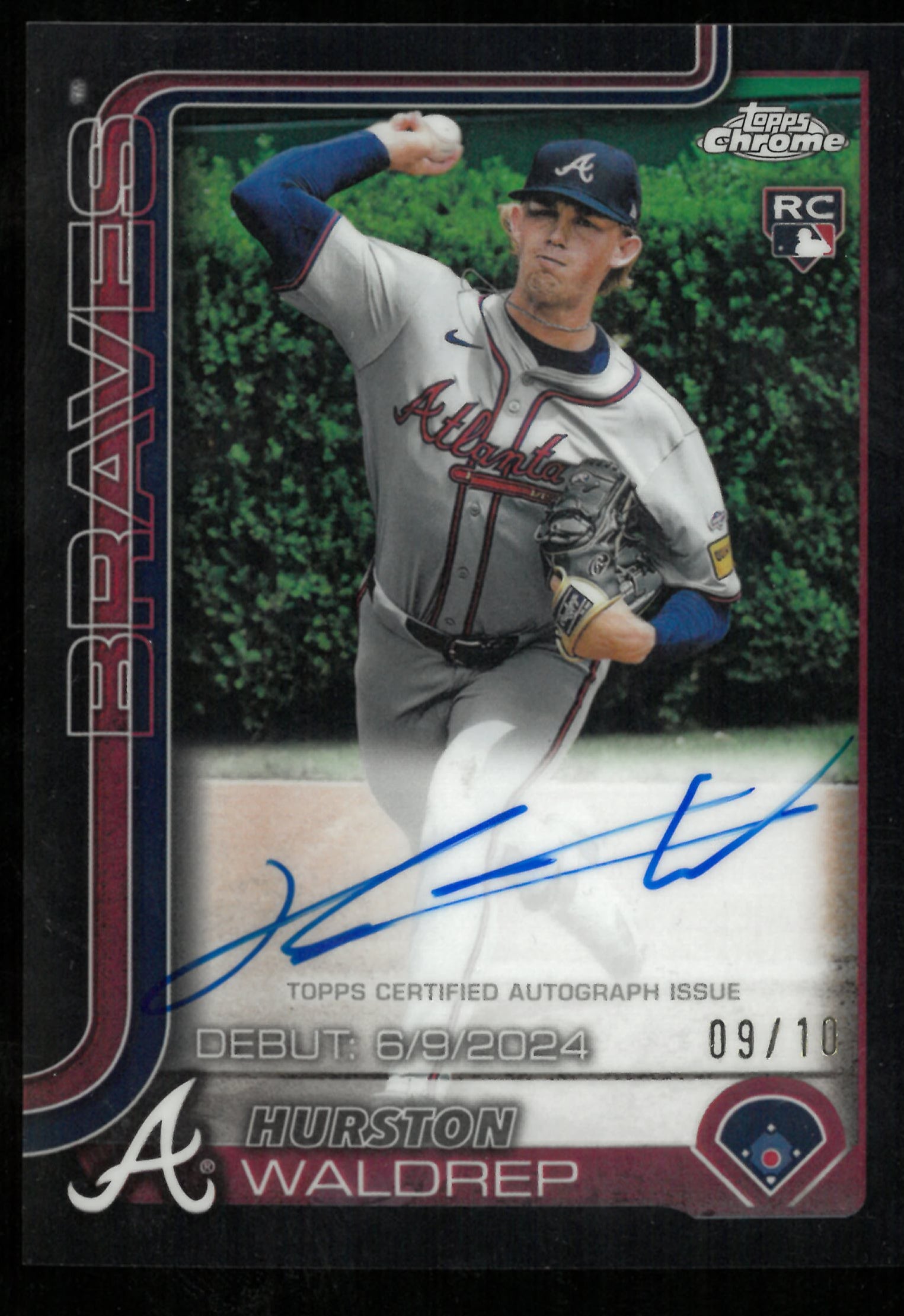 2025 Topps Chrome Baseball Black Refractor Rookie Debut Auto Hurston Waldrep /10