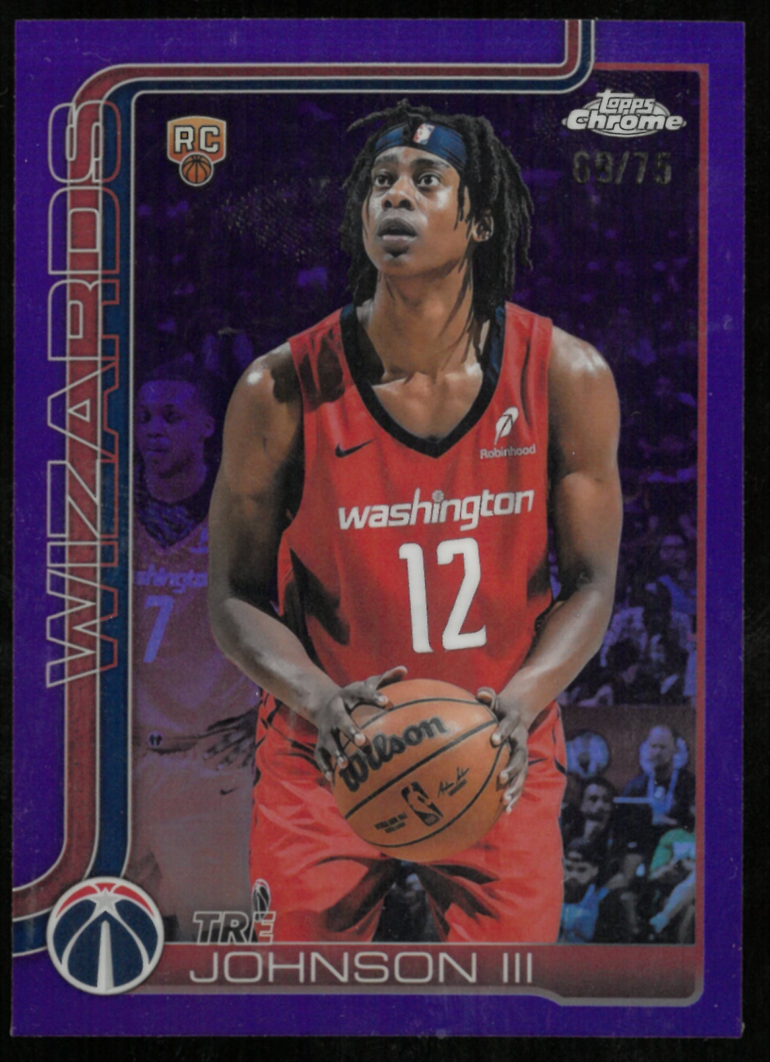 2025 Topps Chrome Basketball Purple Refractor Rookie Tre Johnson III /75