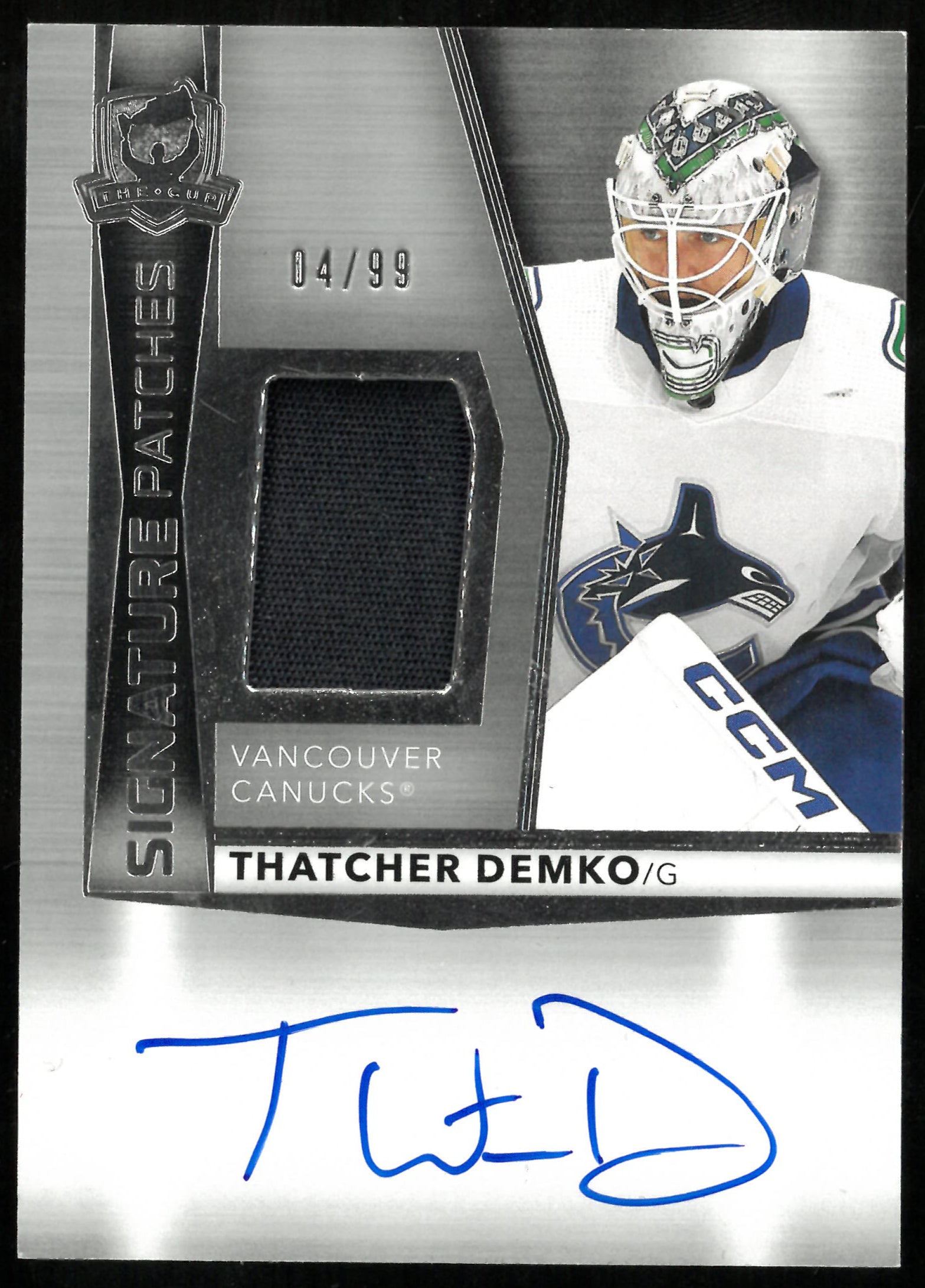 2024-25 UD The Cup Signature Patches Auto Thatcher Demko /99