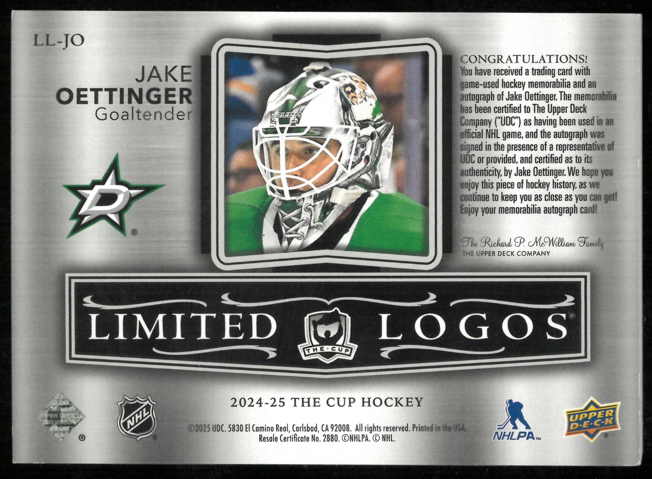 2024-25 UD The Cup Limited Logos Tri Color Patch Auto /50