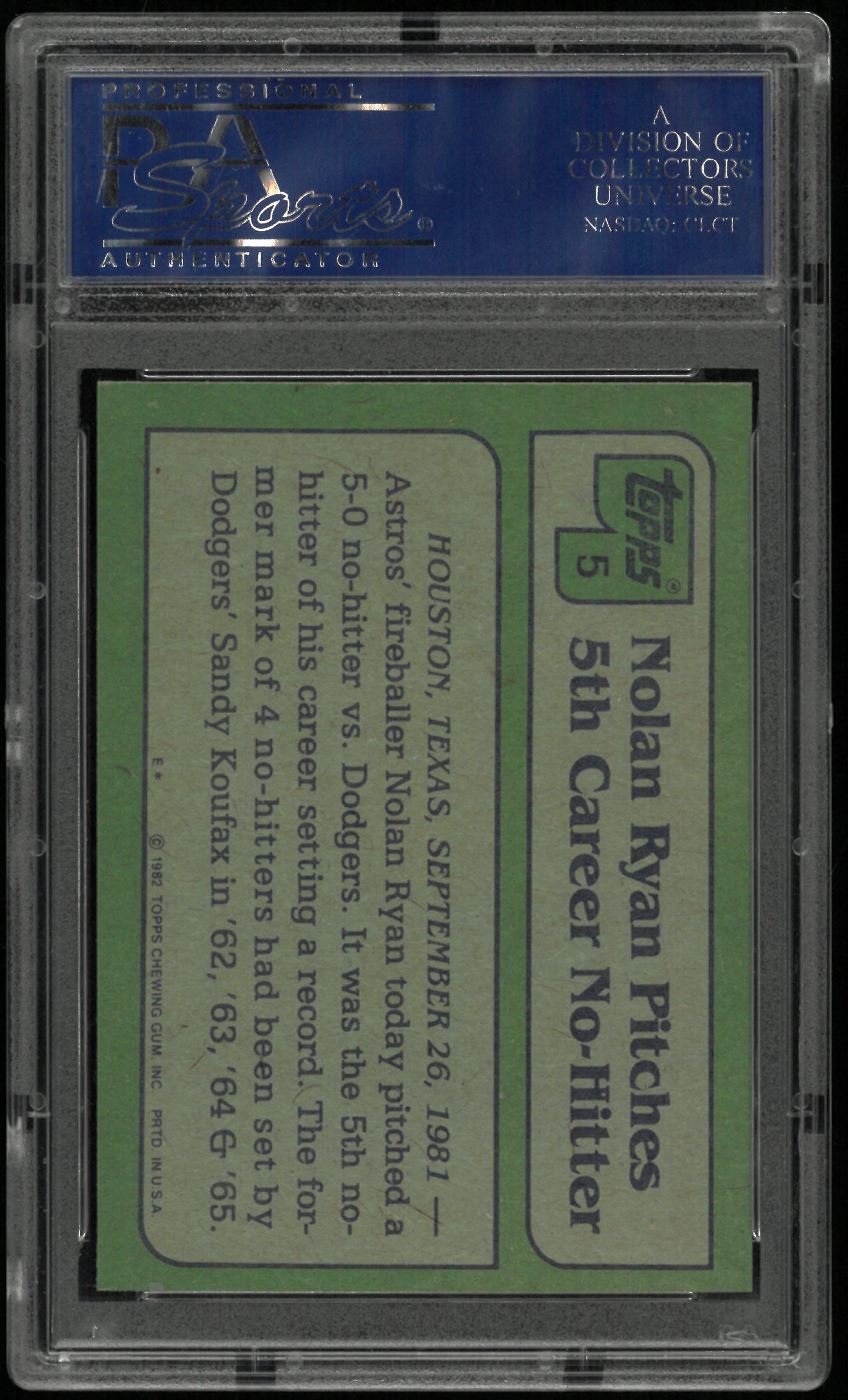 1982 Topps Nolan Ryan PSA 9