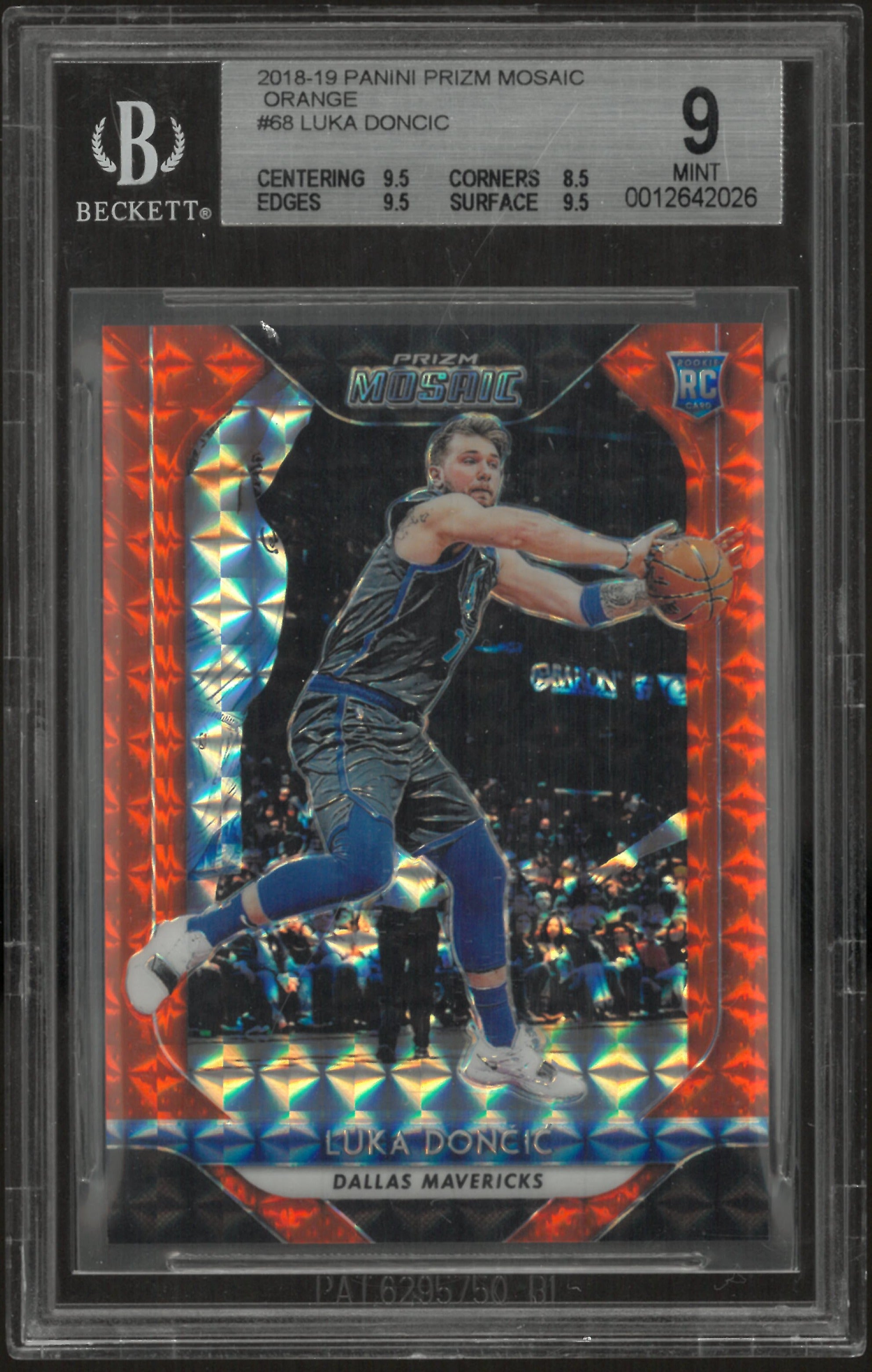 2018 Prizm Basketball Luka Doncic RC Rookie Mosaic Orange #68 BGS 9 /99