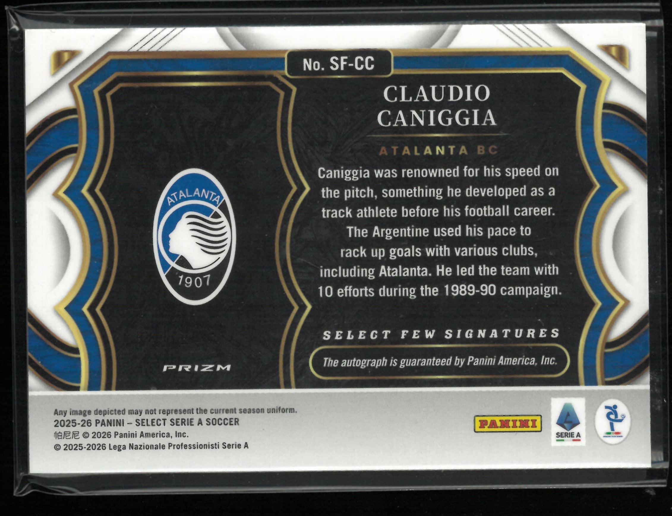 2025-26 Panini Select Serie A Autograph Claudio Caniggia Auto