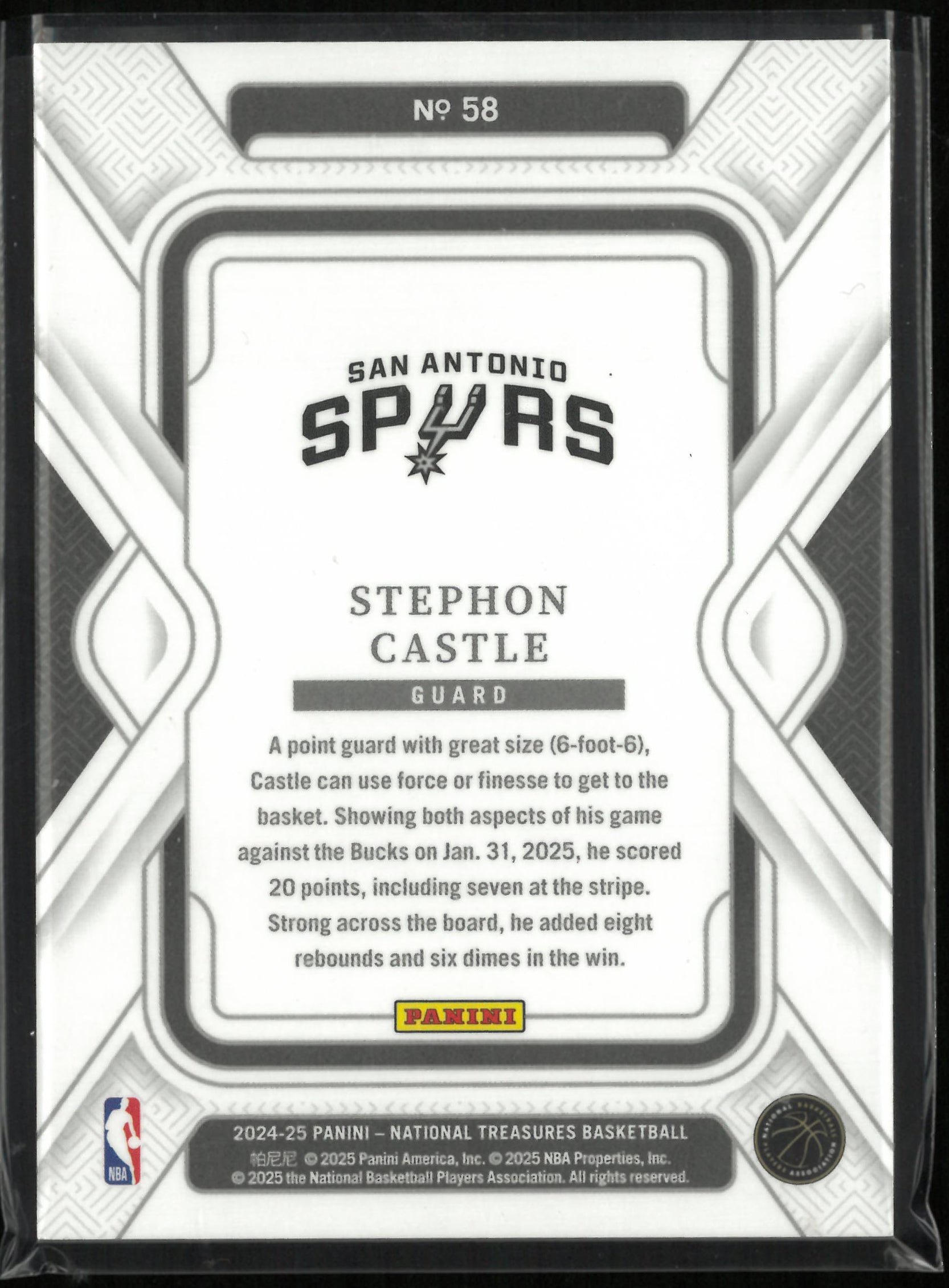 2024-25 Panini National Treasure Stephon Castle Rookie RC