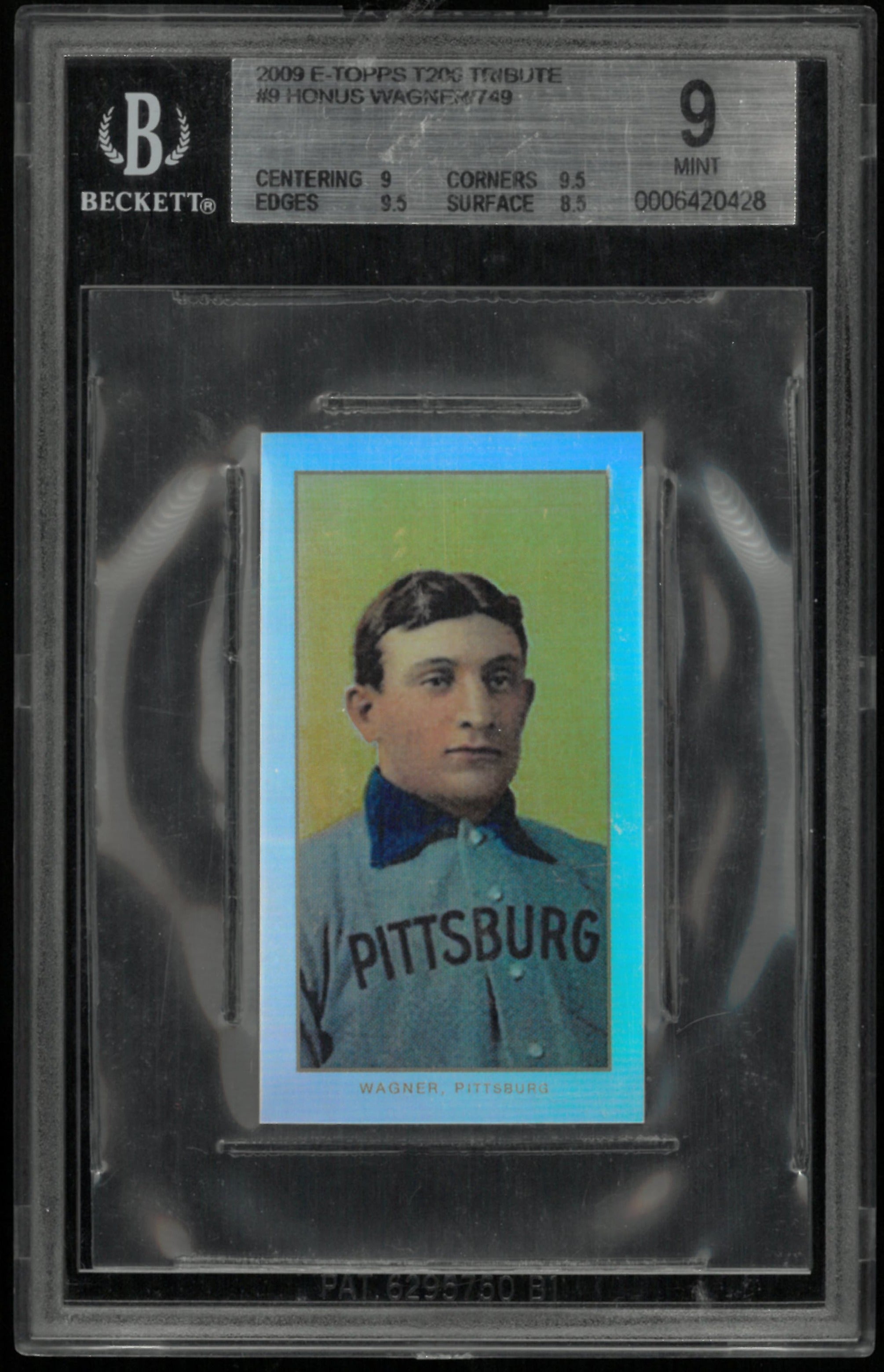 2009 eTopps T206 Tribute Honus Wagner /749 BGS 9