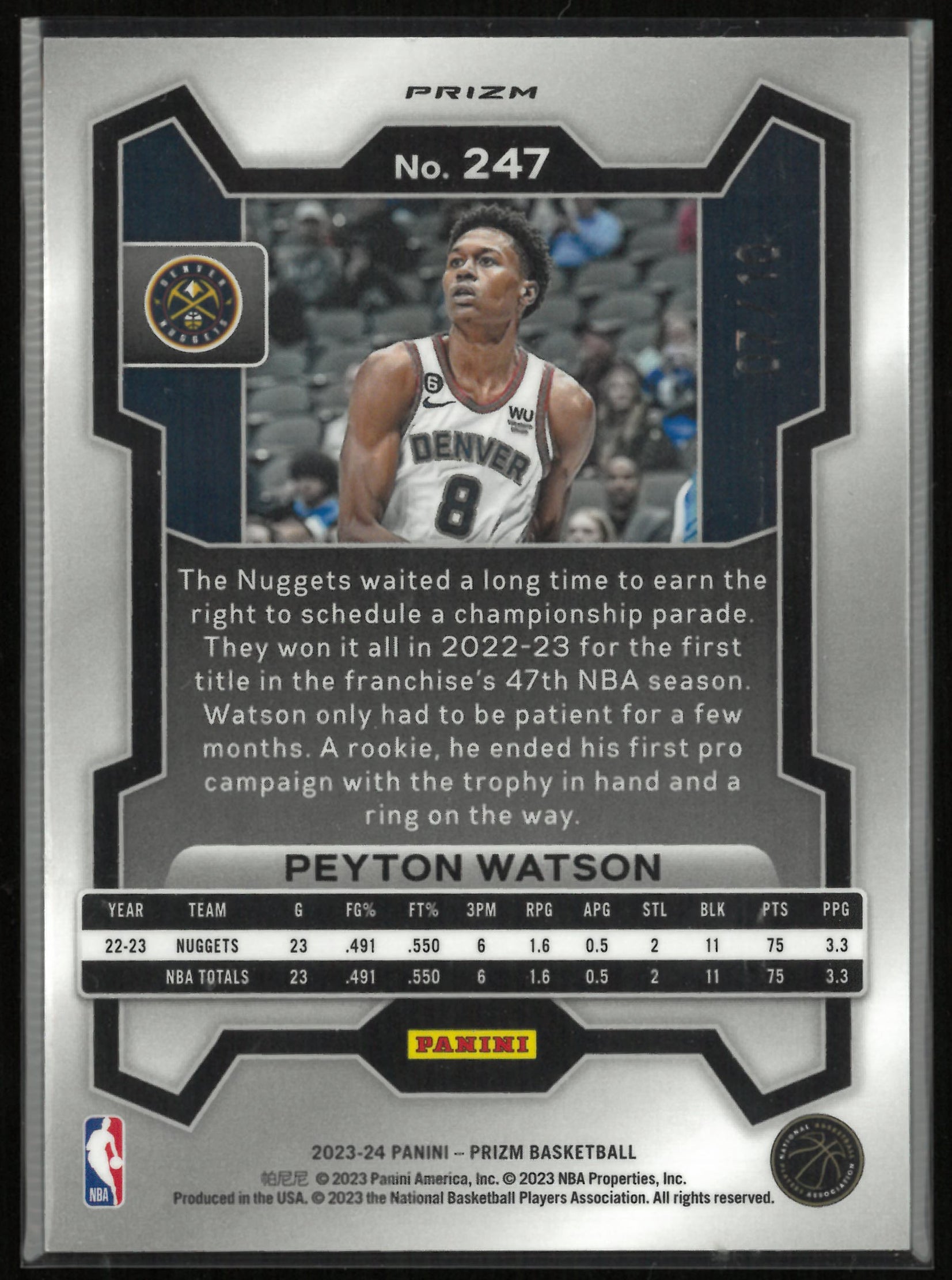 2023-24 Panini Prizm Peyton Watson Gold /10
