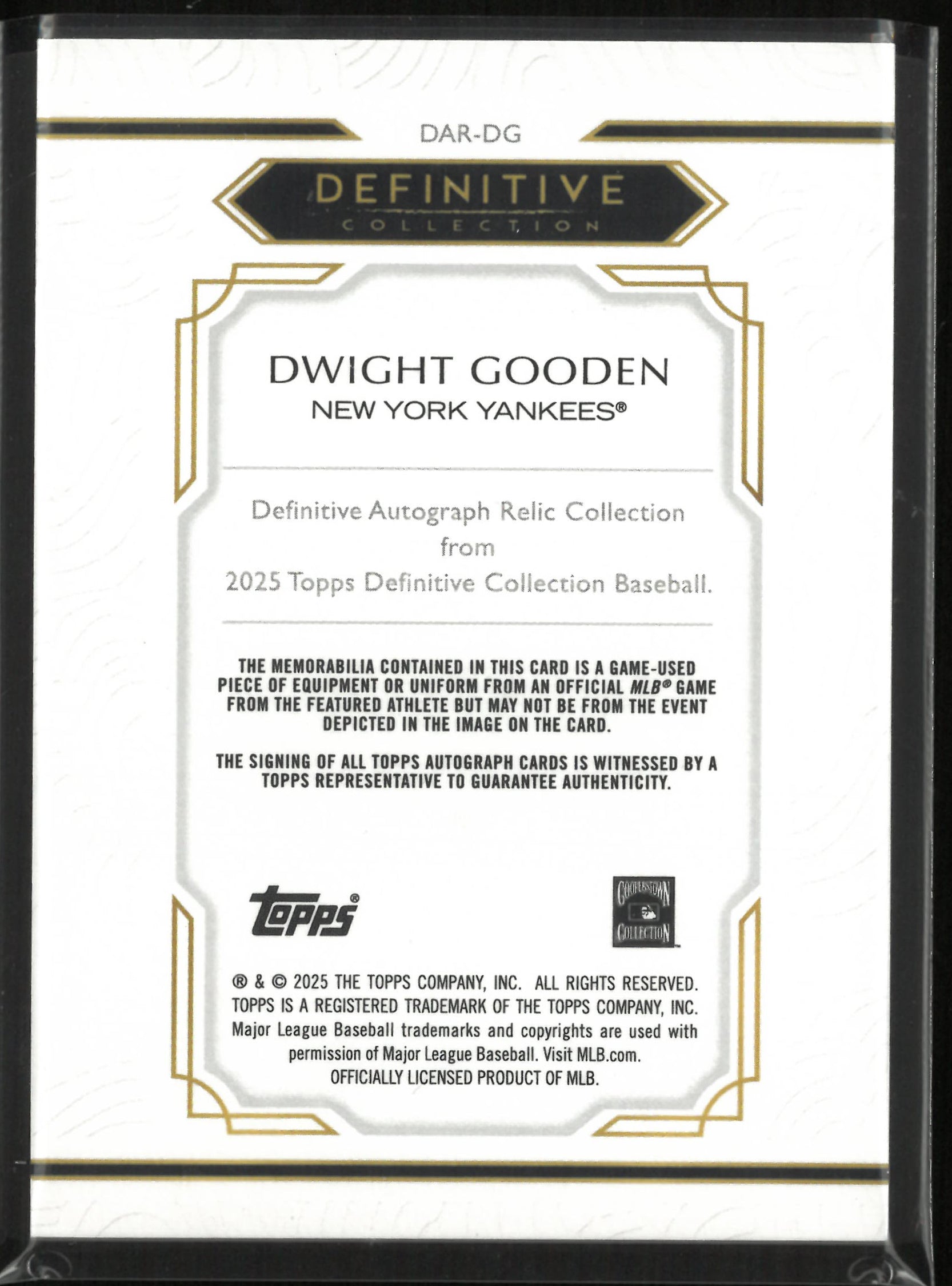 2025 Topps Definitive Autograph Patch Dwight Gooden Auto /50