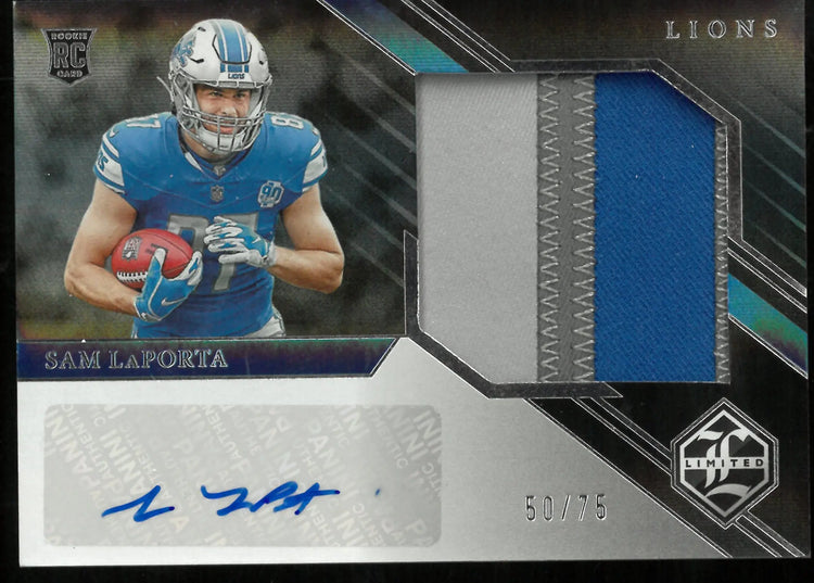 Sam LaPorta Auto Patch /75 RC Rookie Limited Lions 
