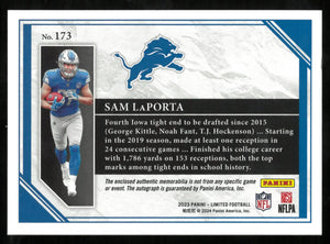 Sam LaPorta Auto Patch /75 RC Rookie Limited Lions 