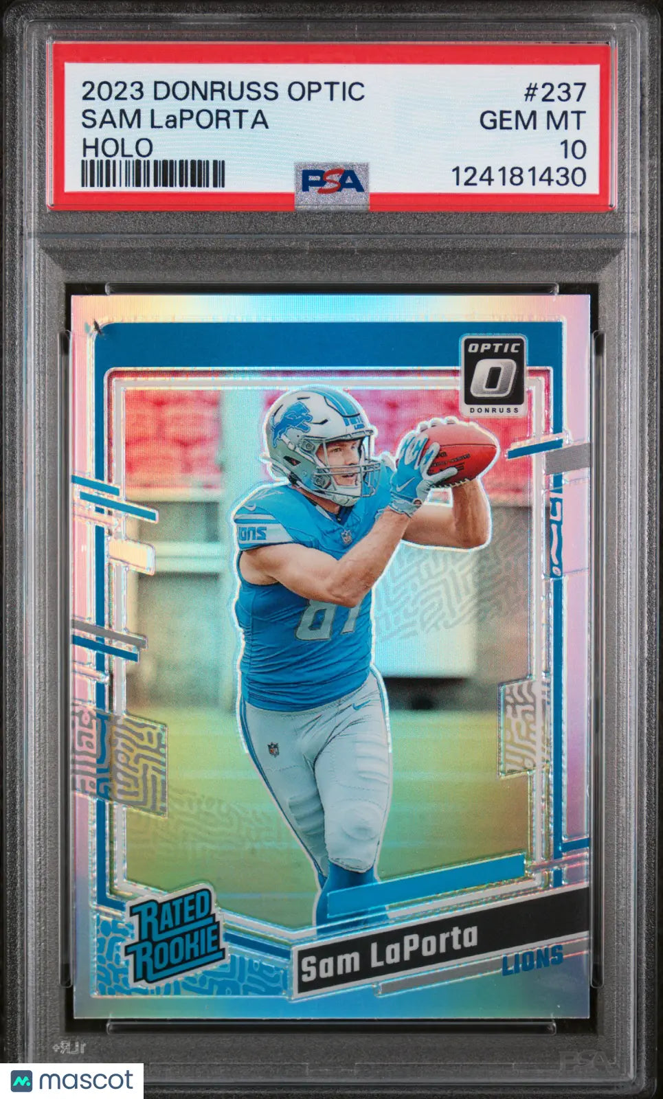 Sam Laporta Holo RC Rated Rookie PSA 10 2023 Panini Donruss Optic Silver 
