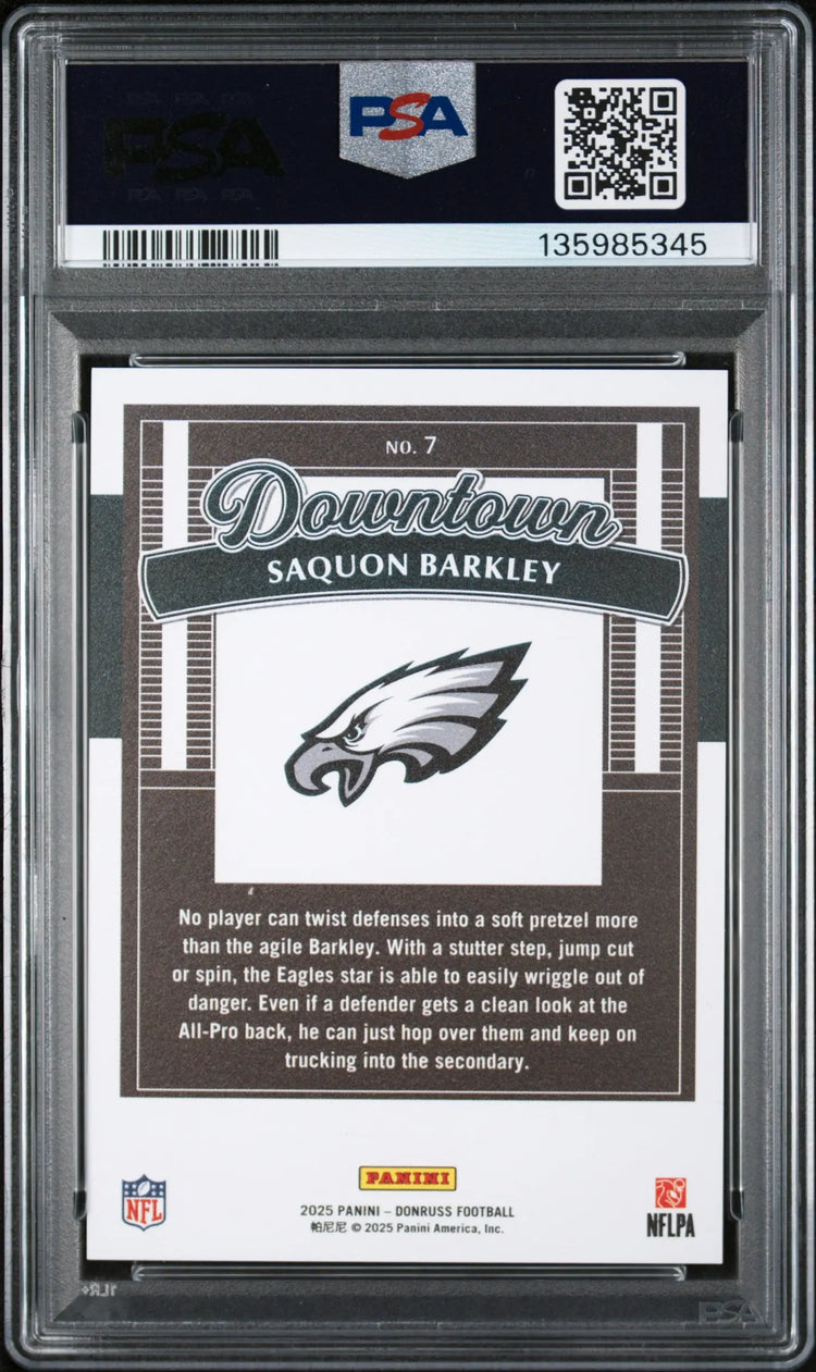 Saquon Barkley Downtown 2025 Donruss PSA 10 GEM #7 Eagles 
