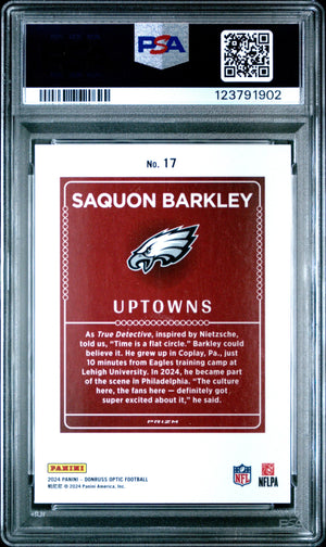 Saquon Barkley Optic Uptowns PSA 10 Donruss 2024 #17 SSP CASE HIT 