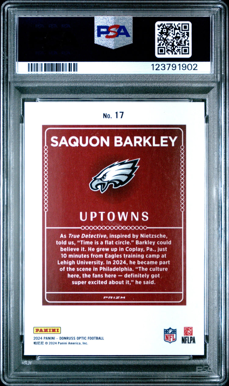 Saquon Barkley Optic Uptowns PSA 10 Donruss 2024 #17 SSP CASE HIT 