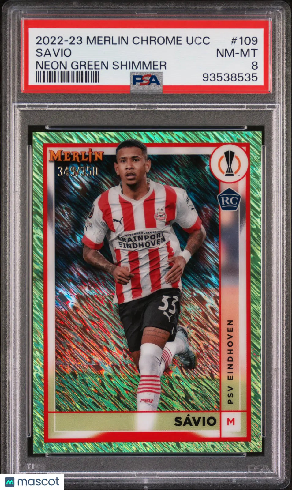 Savio Merlin Chrome UCC RC Rookie PSA 8 /350 2022-23 Neon Green Shimmer 