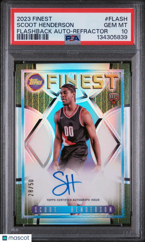 Scoot Henderson RC Rookie Refractor /50 PSA 10 Auto 2023-24 Topps Finest 