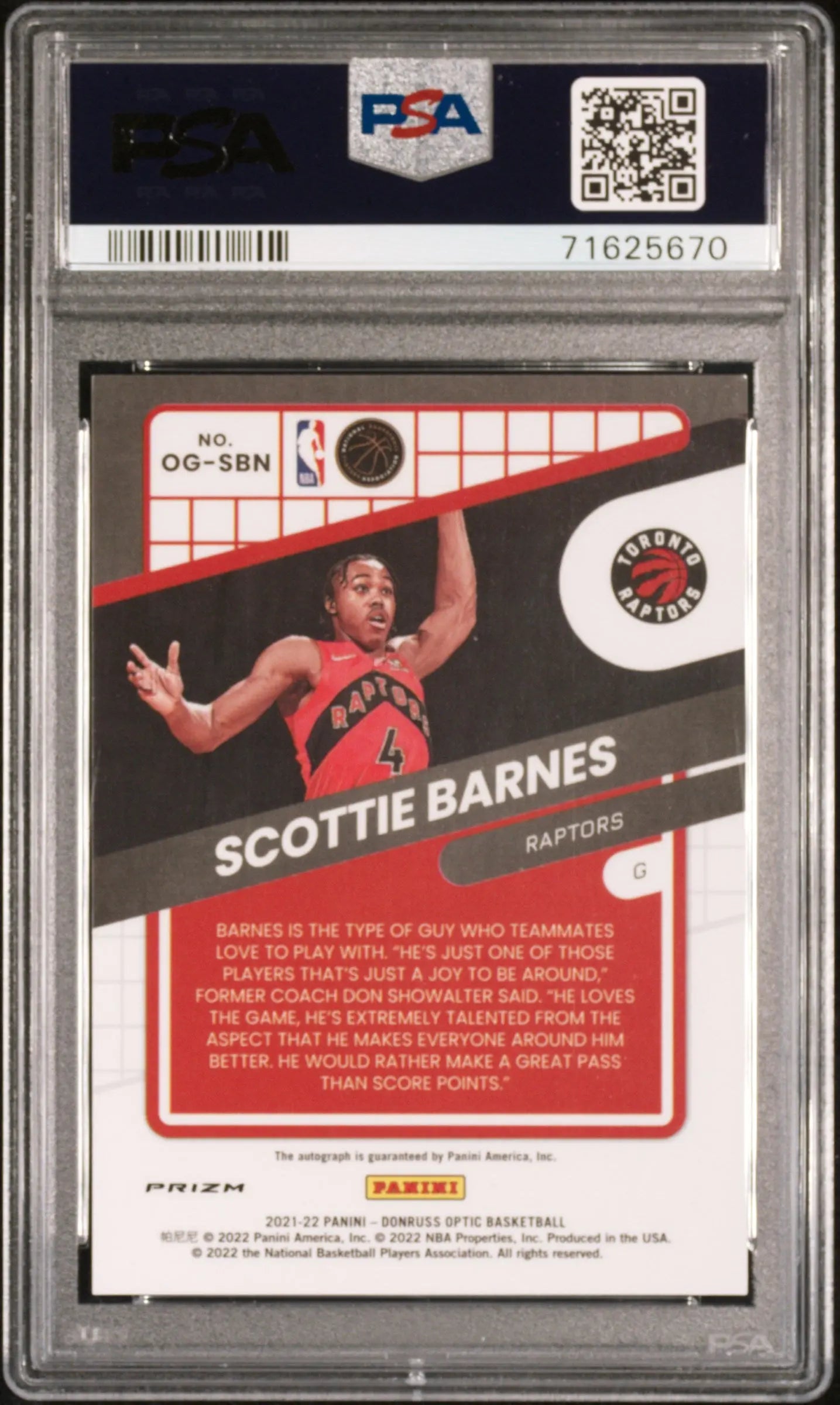 Scottie Barnes RC Rookie Auto Choice PSA 10 2021 Donruss Optic Autograph 