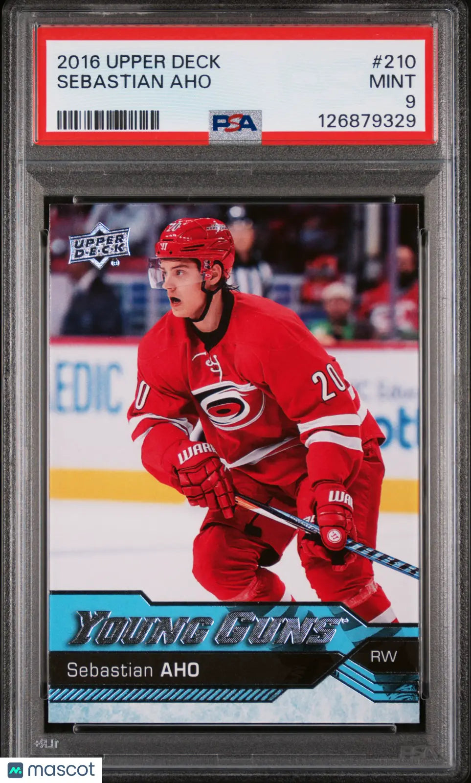 Sebastian Aho Young Guns PSA 9 RC Rookie UD Upper Deck 2016-17 16-17 
