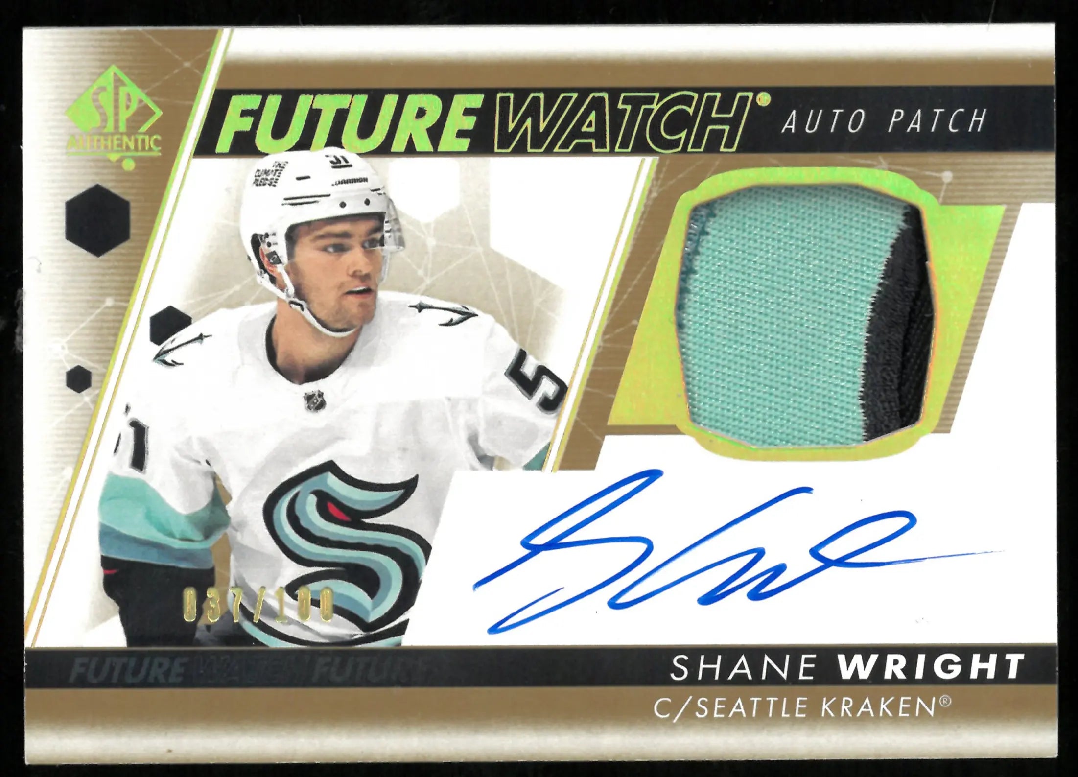 Shane Wright /100 Patch Auto RC Rookie 2022-23 SP Authentic Future Watch 
