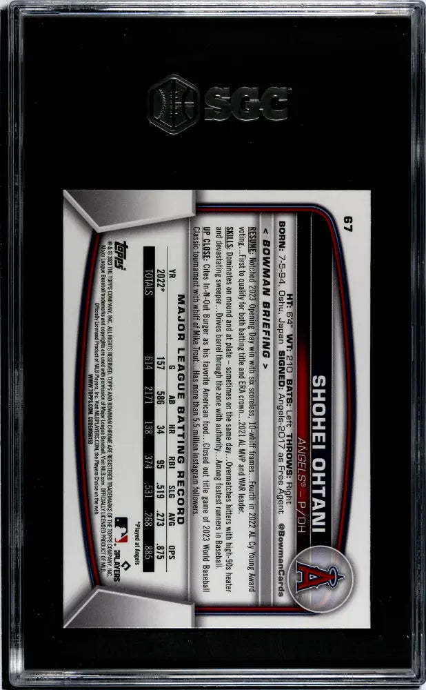 Shohei Ohtani 2023 Bowman Chrome Sapphire SGC 9.5 Mint + Japan 