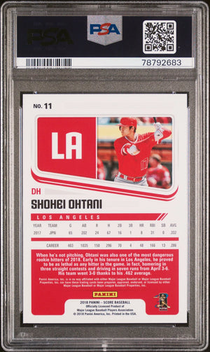 Shohei Ohtani RC Rookie PSA 10 2018 Panini Chronicles Score Batting 