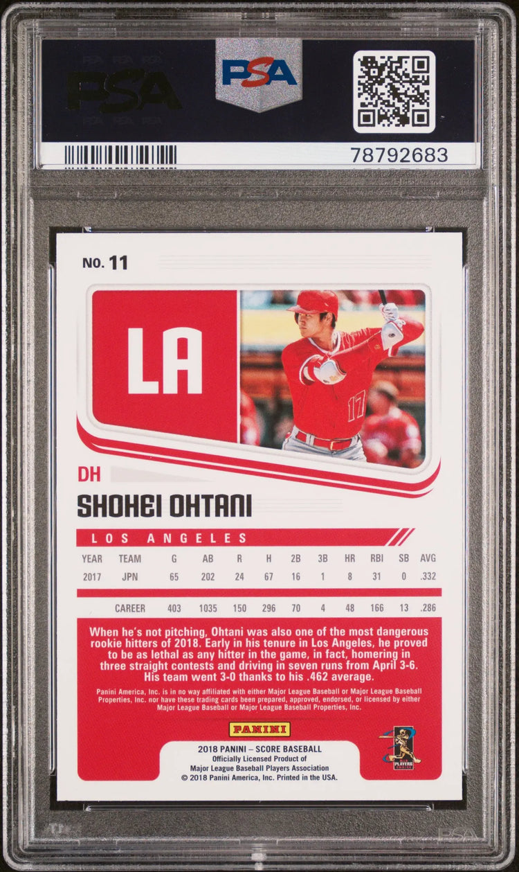 Shohei Ohtani RC Rookie PSA 10 2018 Panini Chronicles Score Batting 