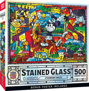 Stained Glass - Steamboat Willie - 500 Piece Jigsaw Puzzle 