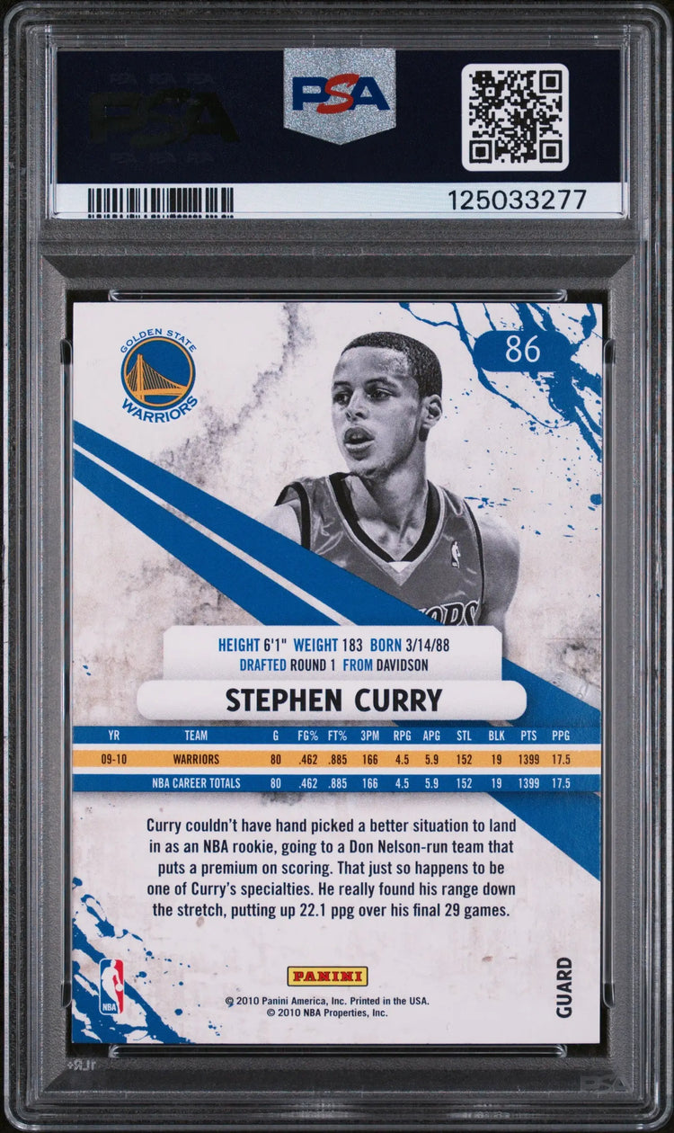 Stephen Curry #86 PSA 9 2010-11 Panini Rookies & Stars RC Rookie 