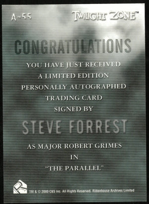 Steve Forrest as Major Robert Grimes Twilight Zone Auto Autograph #A-55 