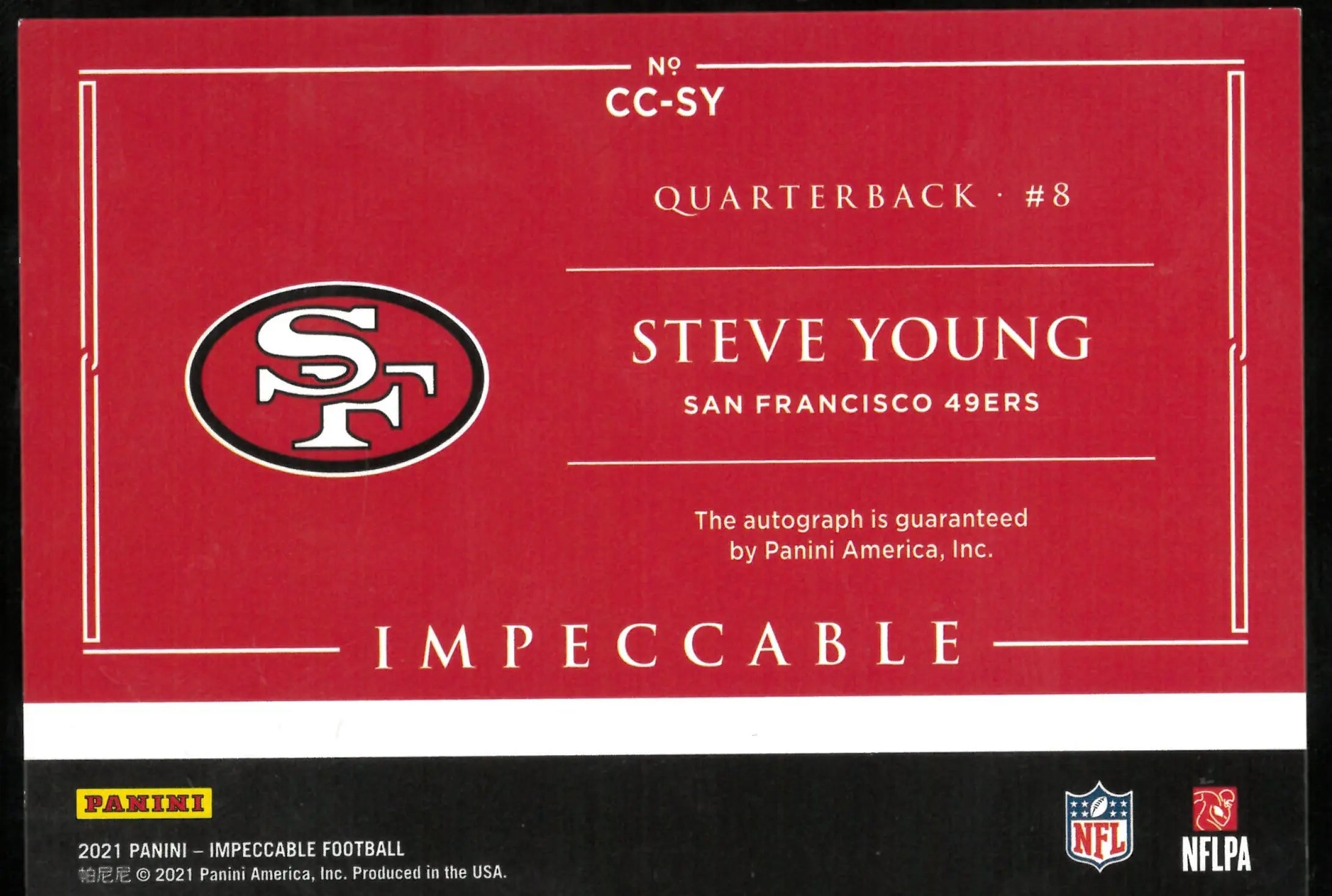 Steve Young Auto /15 Canvas Creations 2021 Impeccable 49ers 