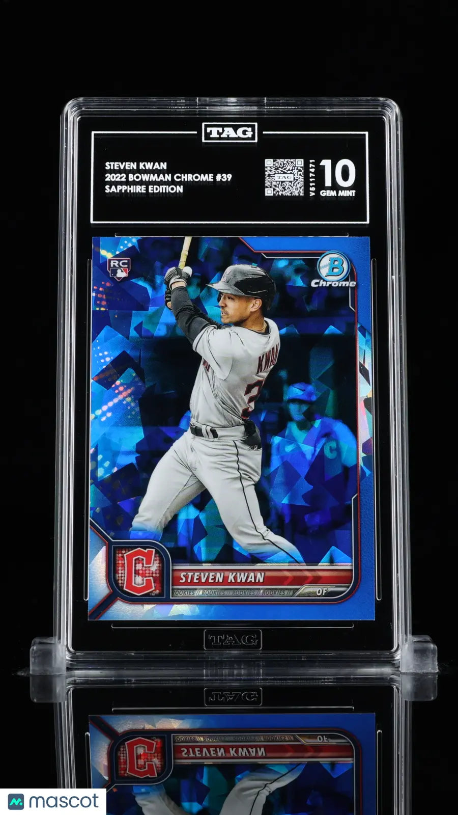 Steven Kwan Sapphire RC Rookie TAG 10 Gem Mint Bowman Chrome 2022 39 Guardians 