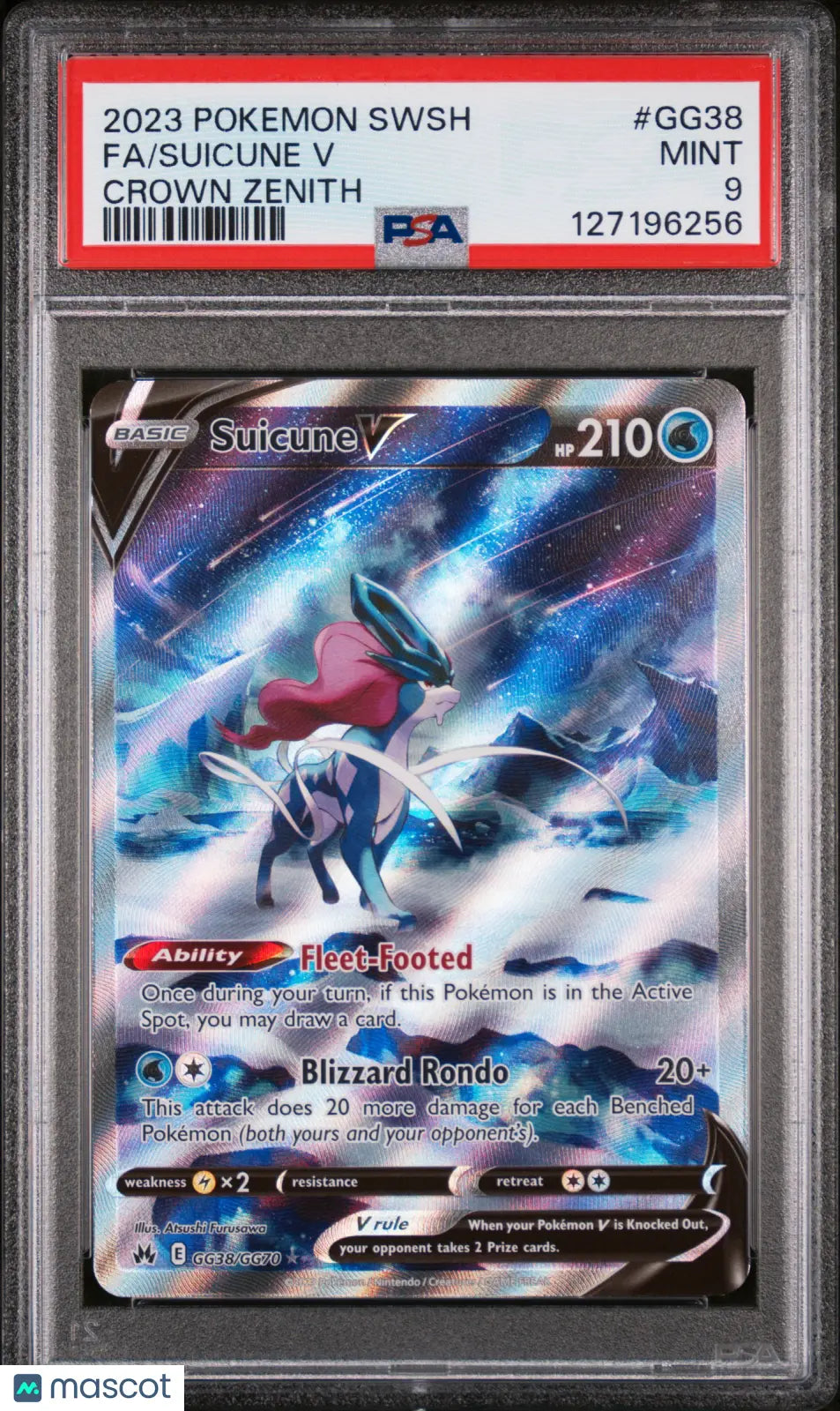 Suicune V GG38/GG70 2023 Pokemon SWSH Crown Zenith PSA 9 
