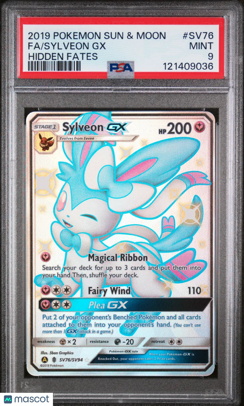 魁星 Shining One Sylveon GX PSA 9 2019 Pokemon Sun & Moon Hidden Fates #SV76