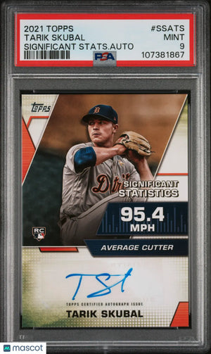 Tarik Skubal Auto /50 PSA 9 2021 RC Rookie Topps Significant Stats Autograph 