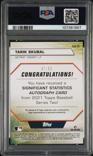 Tarik Skubal Auto /50 PSA 9 2021 RC Rookie Topps Significant Stats Autograph 