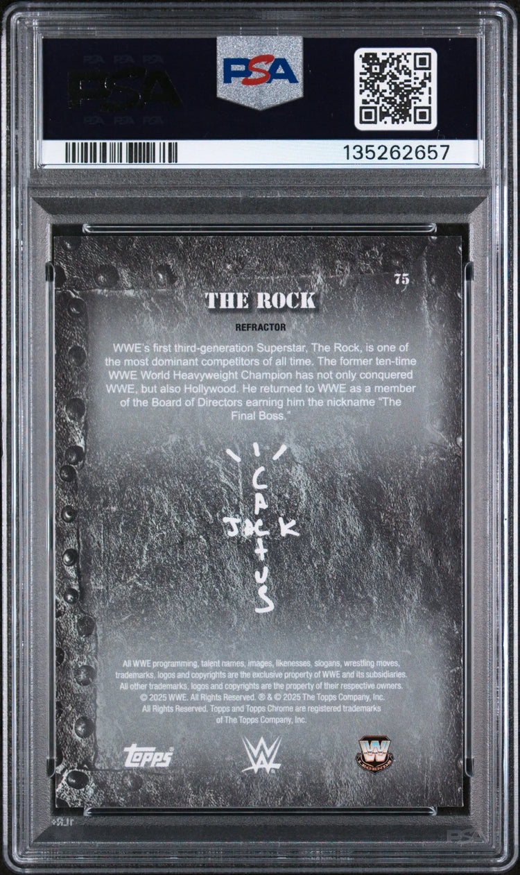 The Rock PSA 10 2025 Topps Chrome WWE X Cactus Jack Refractor 