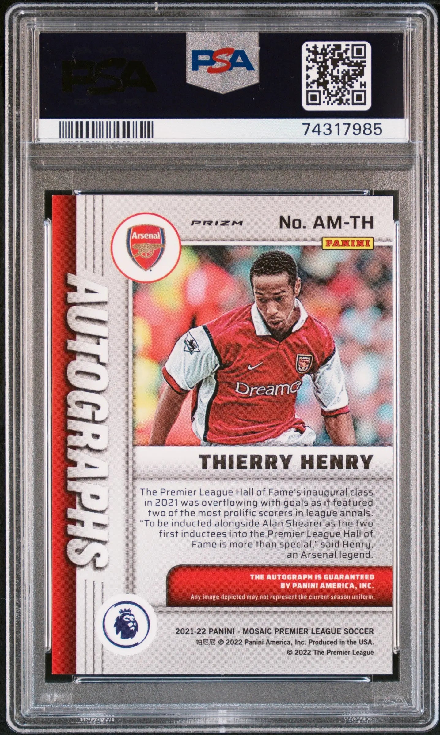 Thierry Henry 2021-22 Mosaic PSA 10 Auto 9 Autograph Premier League 