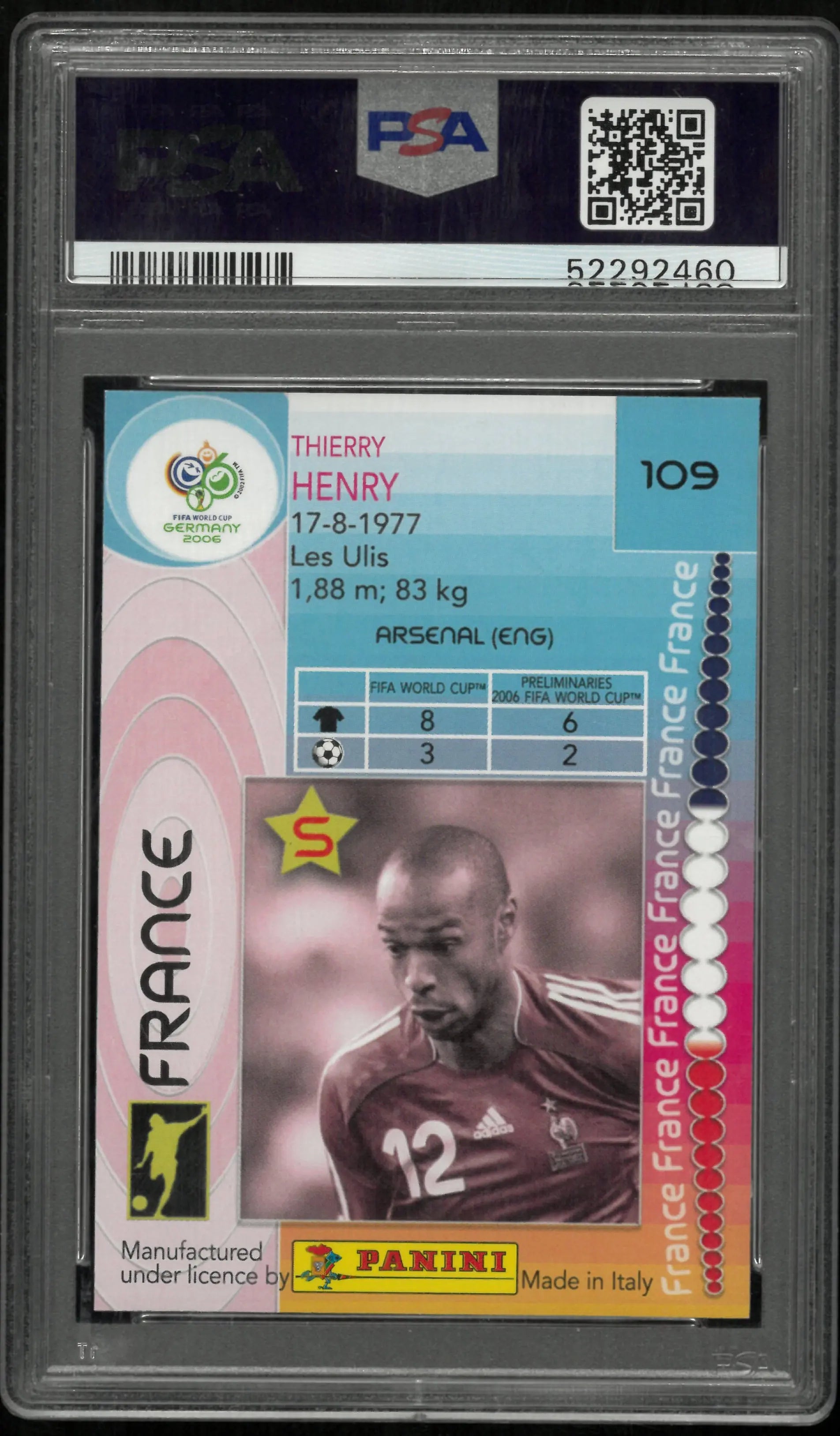 Thierry Henry PSA 10 2006 Panini World Cup Germany Foil 
