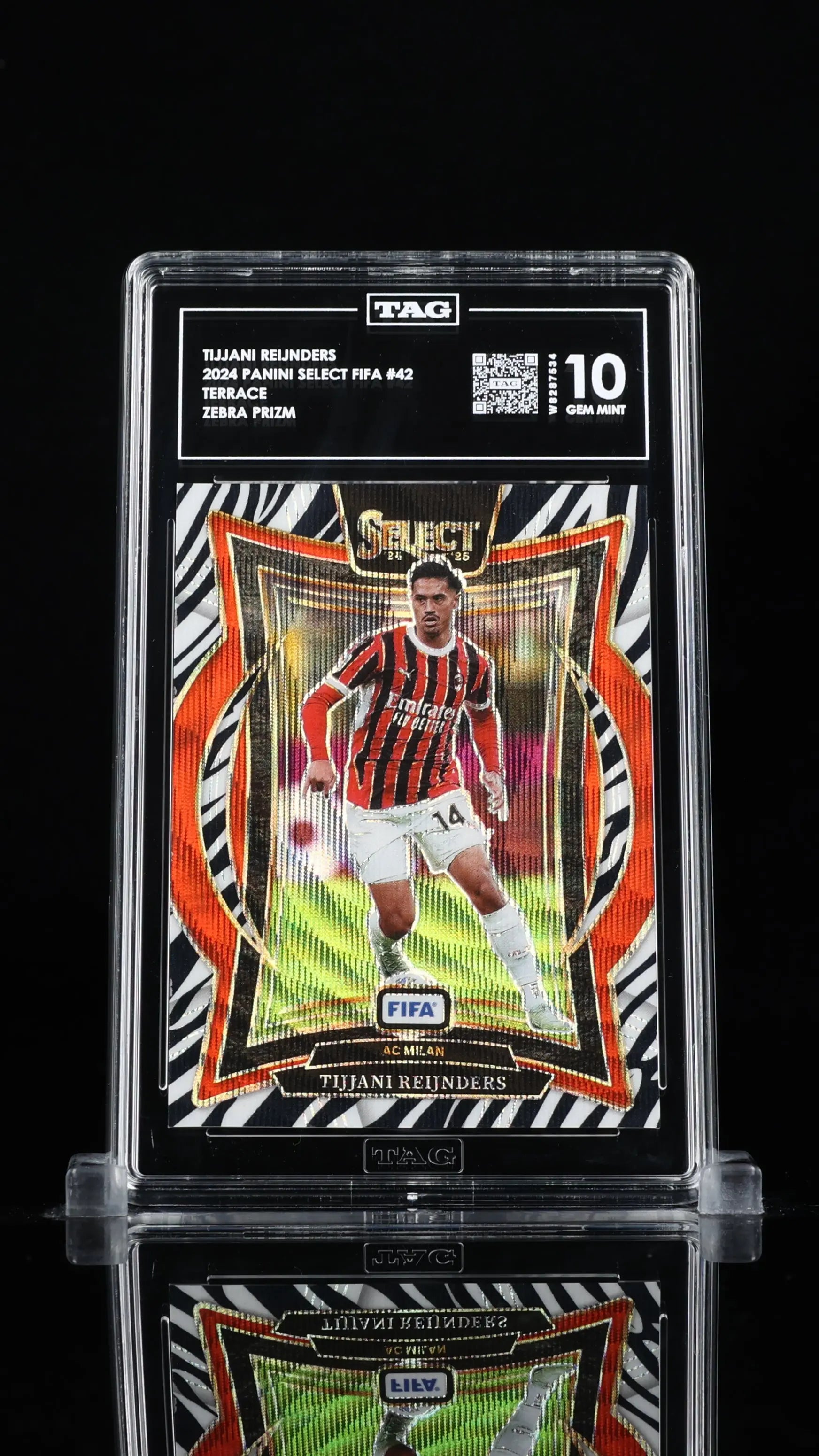 Tijjani Reijnders 2024-25 Panini Select FIFA Zebra Prizm TAG 10 