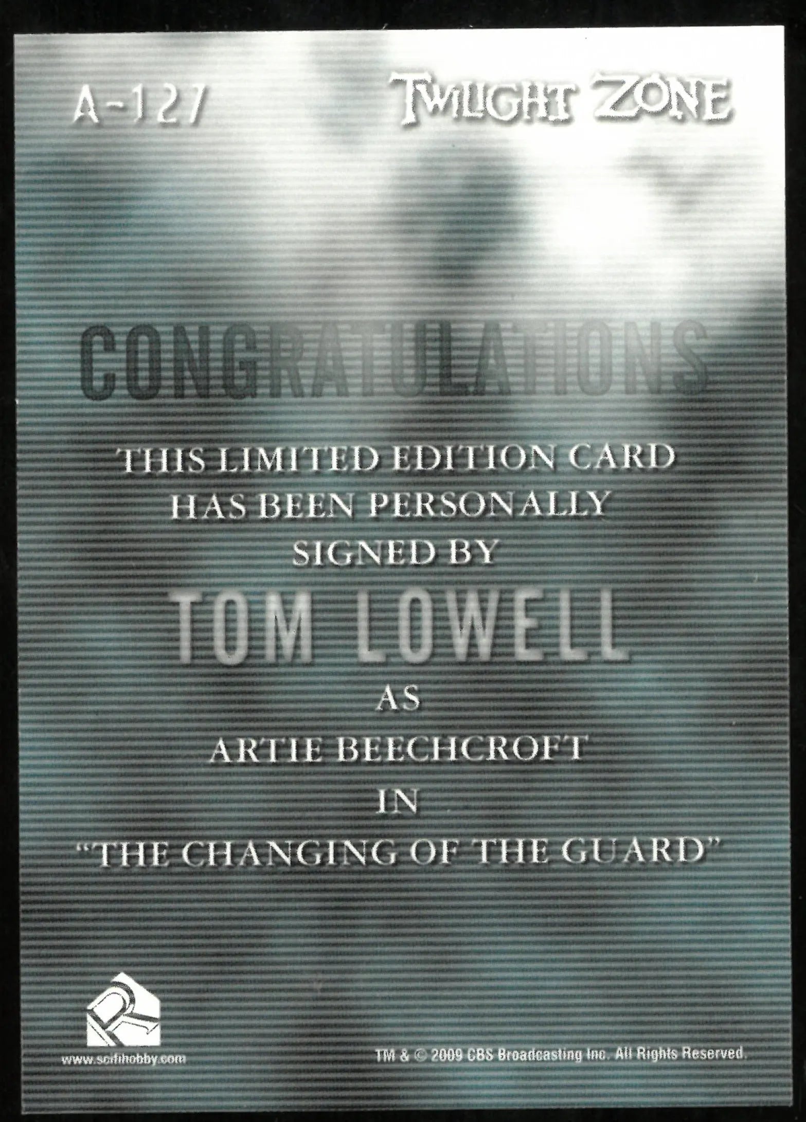 Tom Lowell as Artie Beechcroft Twilight Zone Auto 