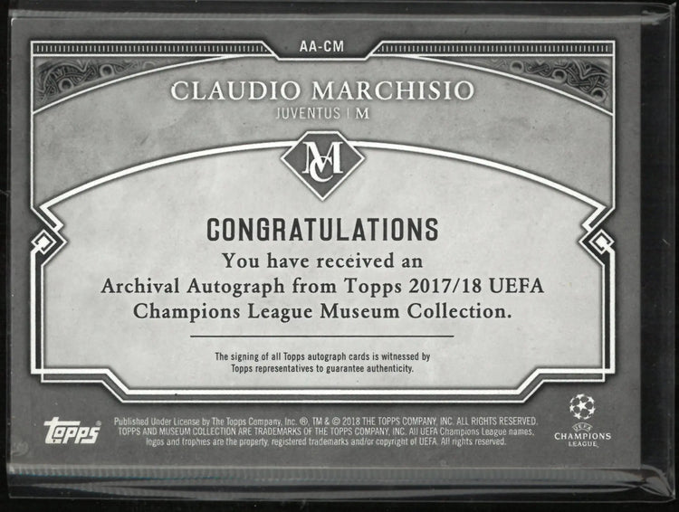Topps 2017-18 UEFA Champions League Museum Collection Claudio Marchisio Autograph /25 