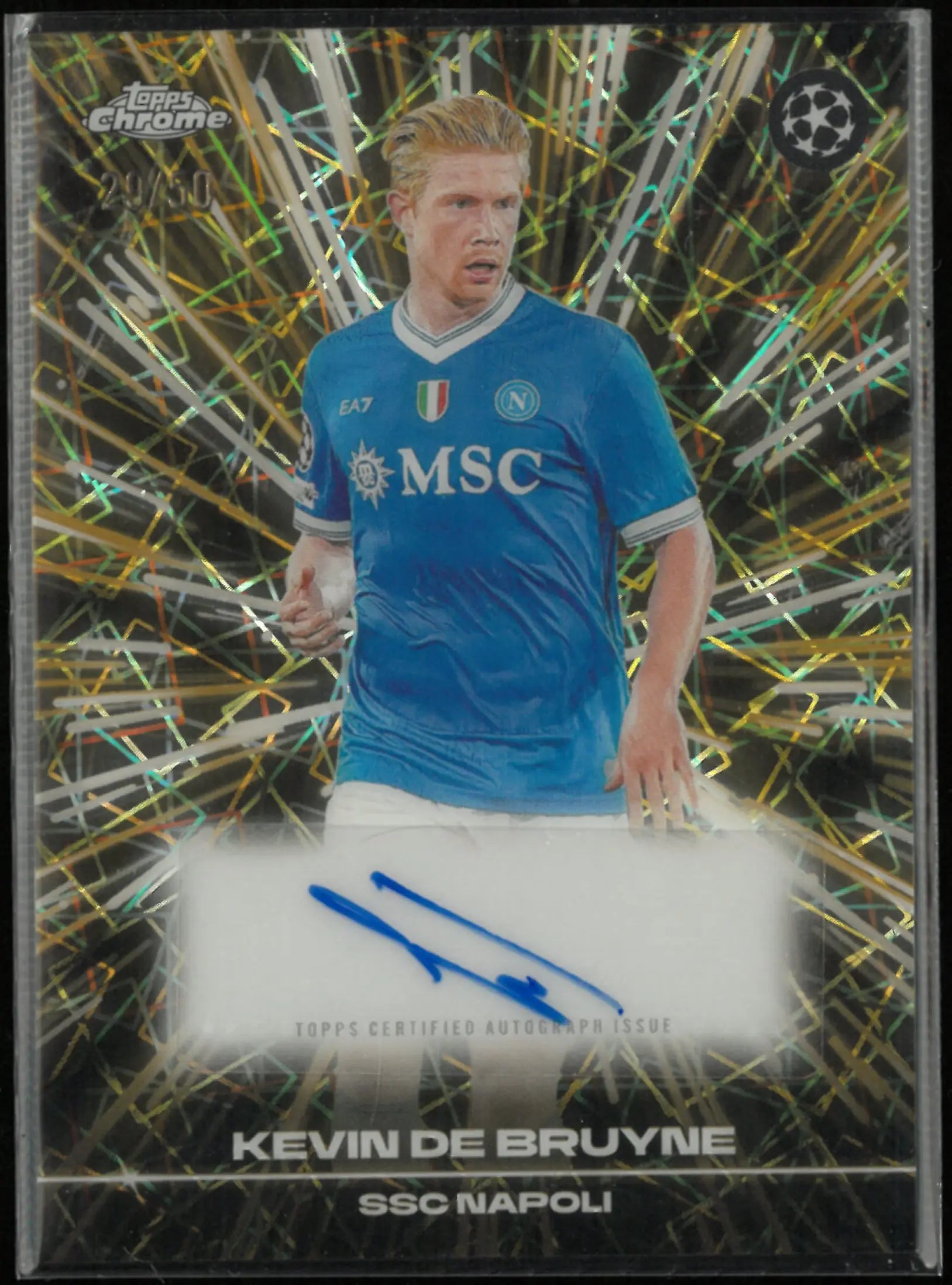 Topps Chrome UEFA Club Competition Black Lazer Autograph Kevin De Bruyne Gold/50 
