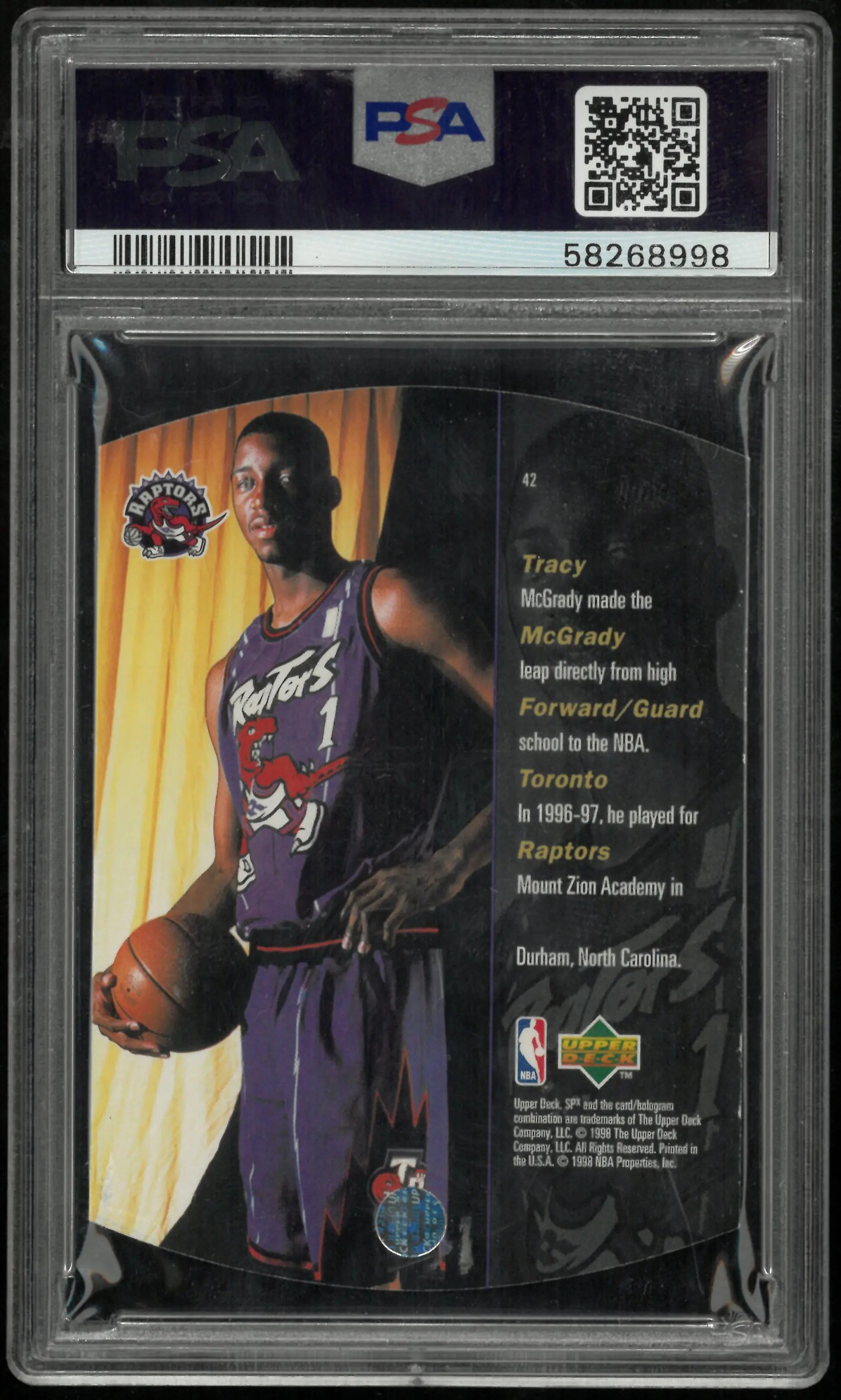 Tracy McGrady Gold 1997-98 SPX 97-98 PSA 7 Toronto Raptors 