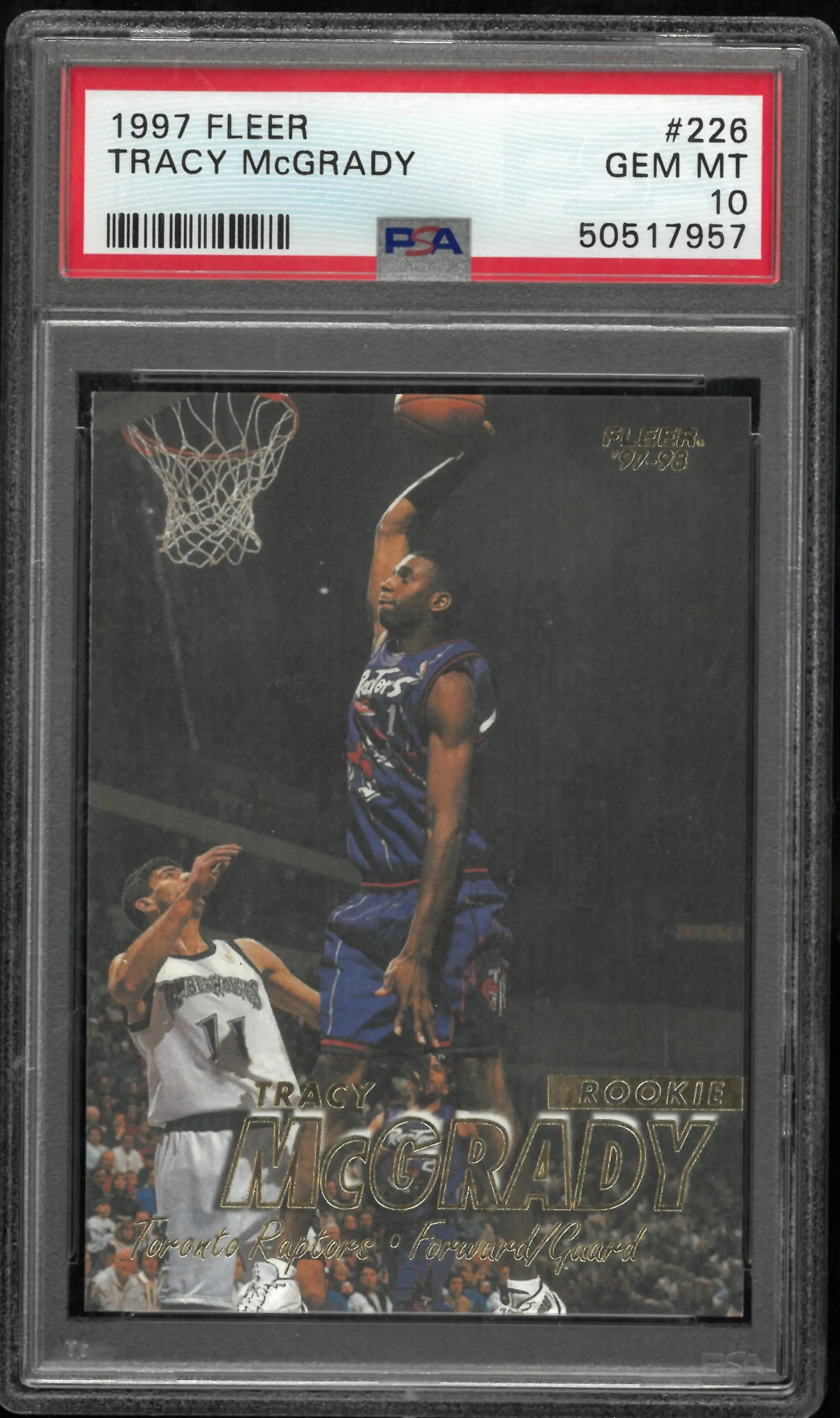 Tracy McGrady RC Rookie PSA 10 FLEER 1997-98 97-98 226 RAPTORS 